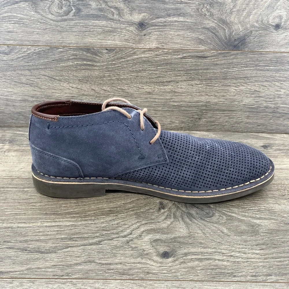 Desert Hill Mens‎ Blue Perforated Suede Leather Chukka Desert Boots Size 12M